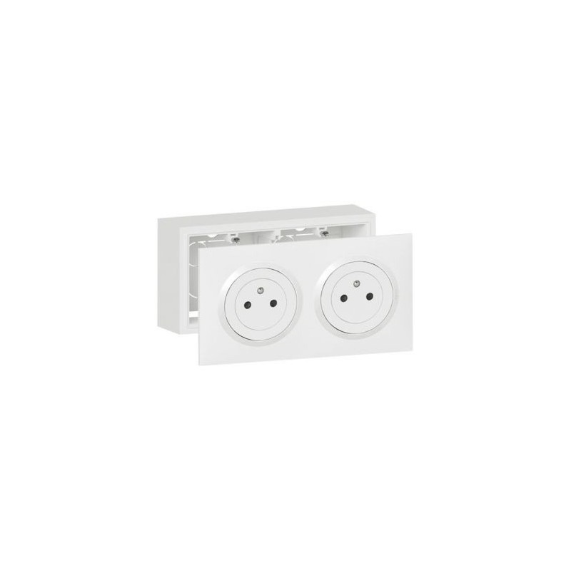 Legrand Kit double prise 2p+t/surface précâblée bte saillie Dooxie