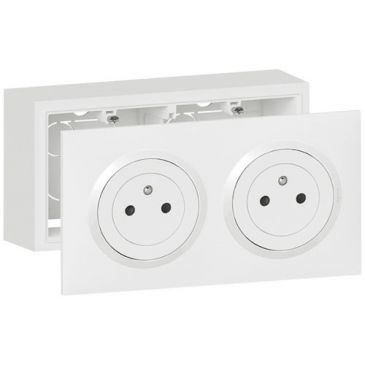 Legrand Kit double prise 2p+t/surface précâblée bte saillie Dooxie