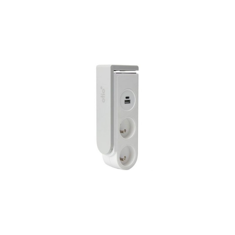 OTIO Bloc prise clipsable 2prise 2p+t et 2 chargeur usb 1,5m blc
