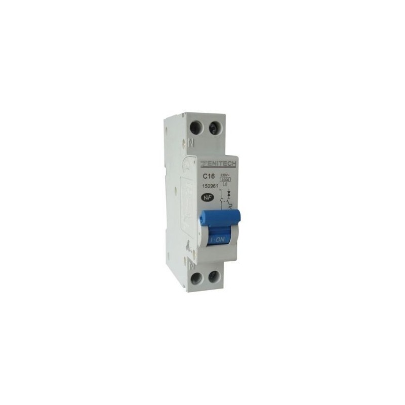 Zenitech Disjoncteur phase/neutre 3ka 16a zenitech