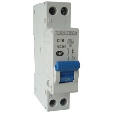 Zenitech Disjoncteur phase/neutre 3ka 16a zenitech