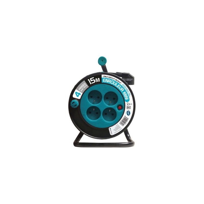 Zenitech Enrouleur 15 mètres 3G 1mm bleu