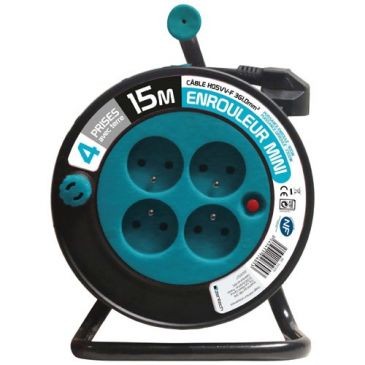 Zenitech Enrouleur 15 mètres 3G 1mm bleu