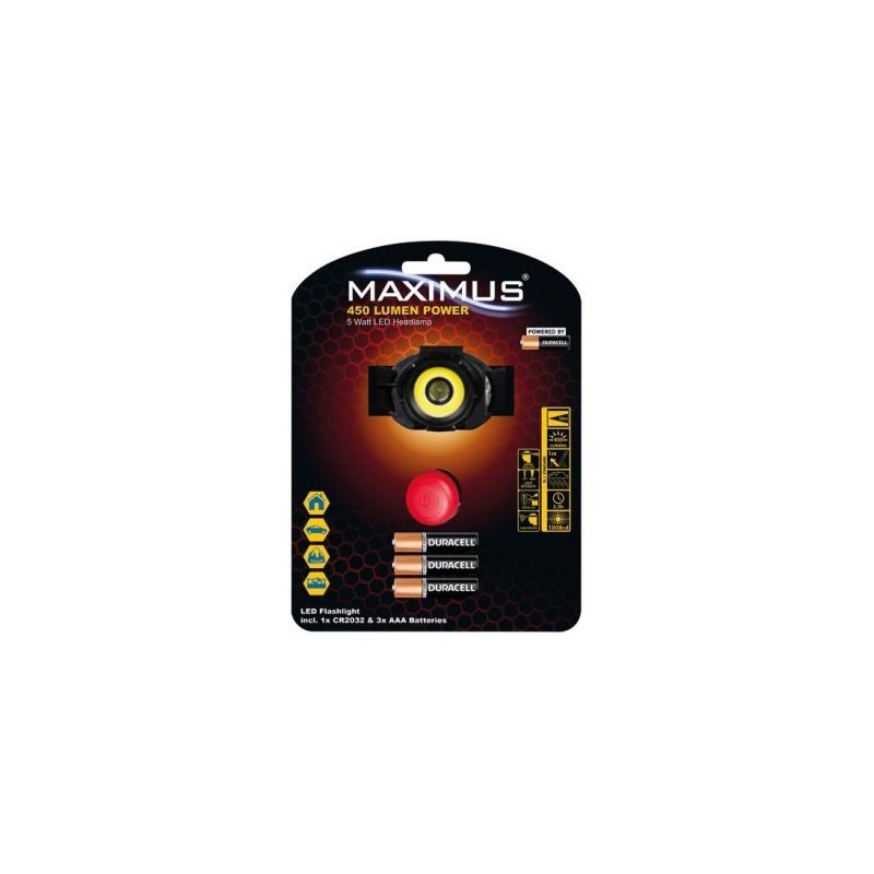 Maximus Lampe torche frontale 450 lumens 5w ipx3 reglable Maximus