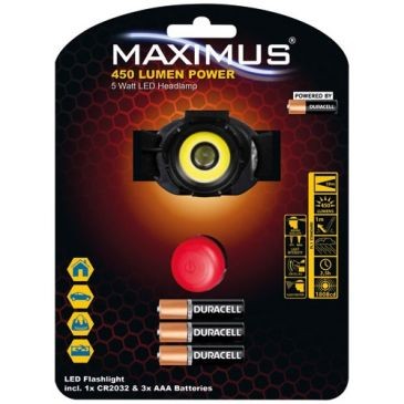 Maximus Lampe torche frontale 450 lumens 5w ipx3 reglable Maximus