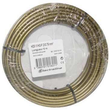 Electraline Câble H03VVH2F 2x0.75 05m v/or couronne