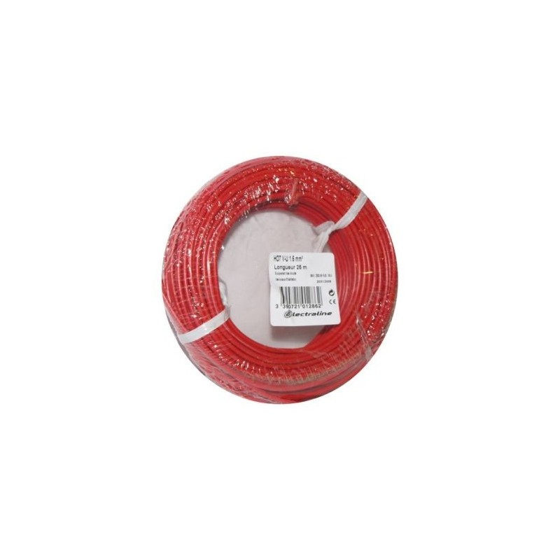 Electraline Câble H07VU 1x1.5 10m rouge couronne