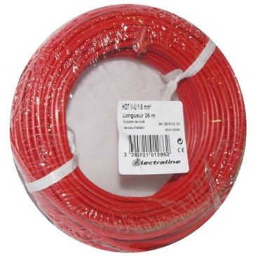 Electraline Câble H07VU 1x1.5 10m rouge couronne