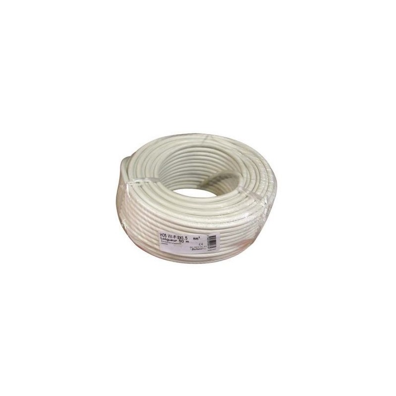 Electraline Câble H05VVF 3x1.5 50m blanc couronne