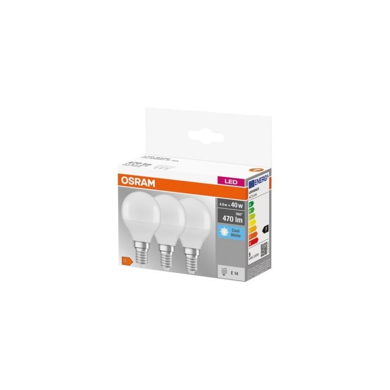 OSRAM Led sphere dépolie avec radiateur E14 4.9w froid boite de 3