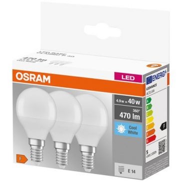 OSRAM Led sphere dépolie avec radiateur E14 4.9w froid boite de 3