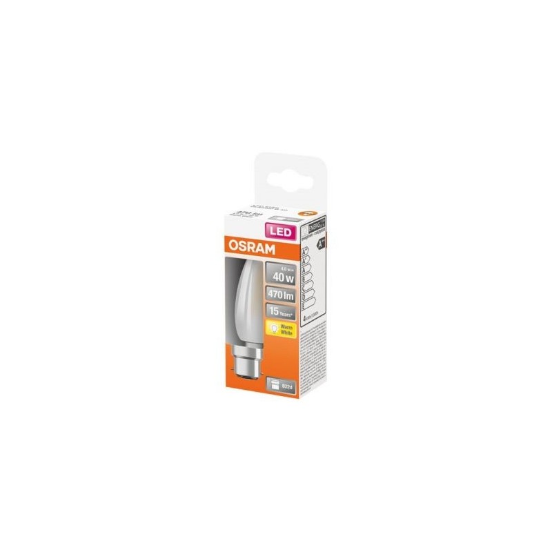 OSRAM Led flamme verre dépoli 4w b22 470lm 2700K chaud bte 1