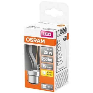 OSRAM Led sphérique clair fil. 2.5w b22 250lm 2700K chd bte 1