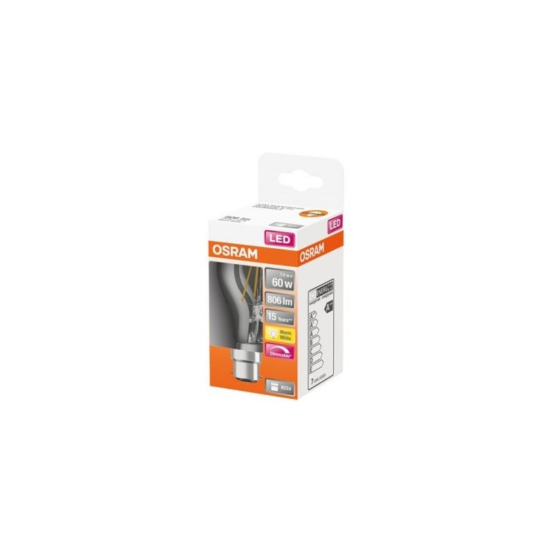 OSRAM Led std clair filament variable 7w b22 806lm 2700K chd bte 1