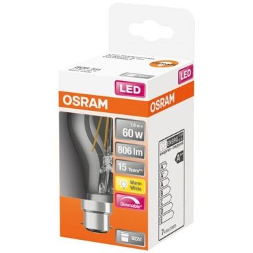 OSRAM Led std clair filament variable 7w b22 806lm 2700K chd bte 1