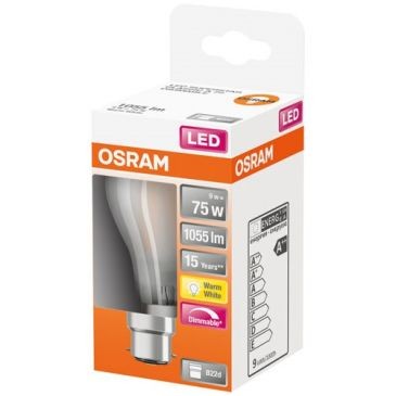 OSRAM Led std verre dépoli variable 9w b22 1055lm 2700K chd bte1
