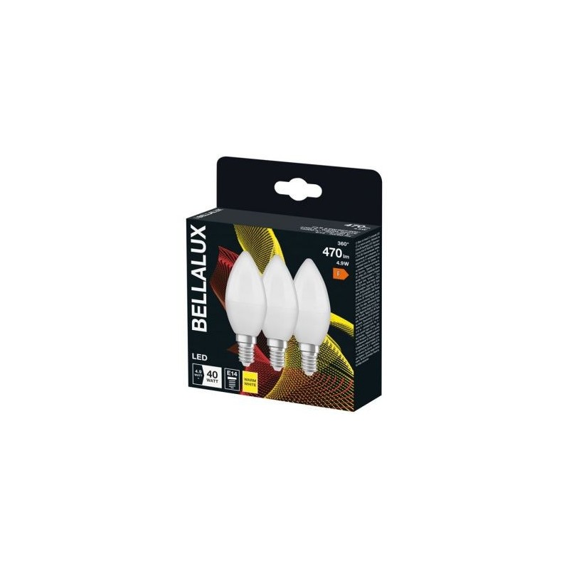 LEDVANCE Bellalux led radiat.dépoli flamme e14 4.9w chaud 470lm bte 3