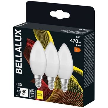LEDVANCE Bellalux led radiat.dépoli flamme e14 4.9w chaud 470lm bte 3