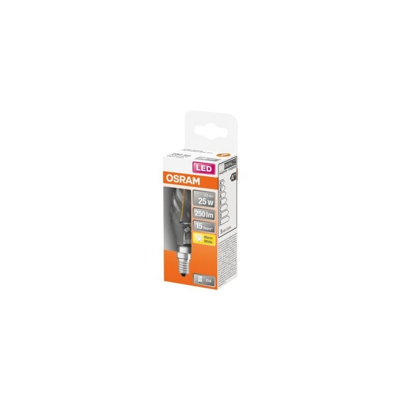 OSRAM Led flamme torsadée clair fil. 2.5w e14 250lm 2700Kchd bte 1