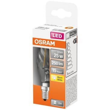 OSRAM Led flamme torsadée clair fil. 2.5w e14 250lm 2700Kchd bte 1