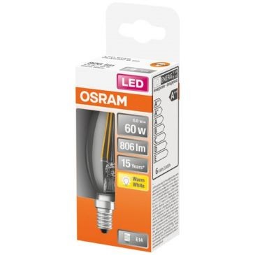 OSRAM Led flamme clair fil. 6.5w e14 806lm 2700K chd bte 1