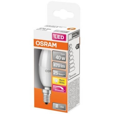 OSRAM Led flamme dépolie+radiateur variable 5w e14 chd bte 1