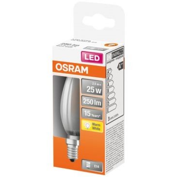 OSRAM Led flamme verre dépoli 2.5w e14 250lm 2700K chd bte 1