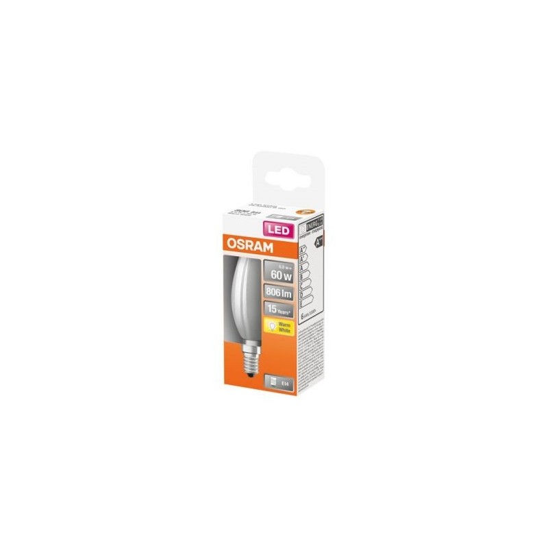 OSRAM Led flamme verre dépoli 6.5w e14 806lm 2700K chaud bte 1