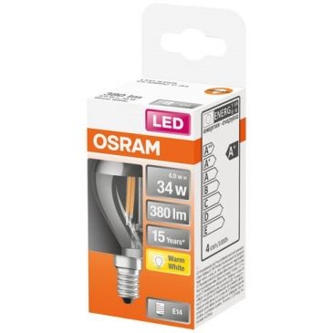 OSRAM Led sphér. clair fil. argentée 4w e14 350lm 2700K chd bte 1