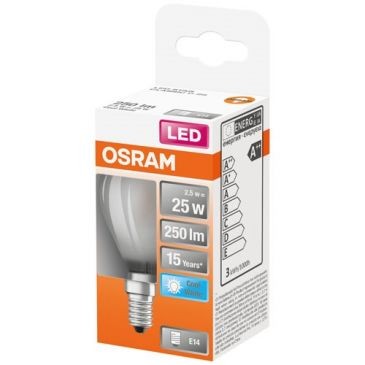 OSRAM Led sphérique verre dépoli 2.5w e14 250lm 4000K frd bte 1