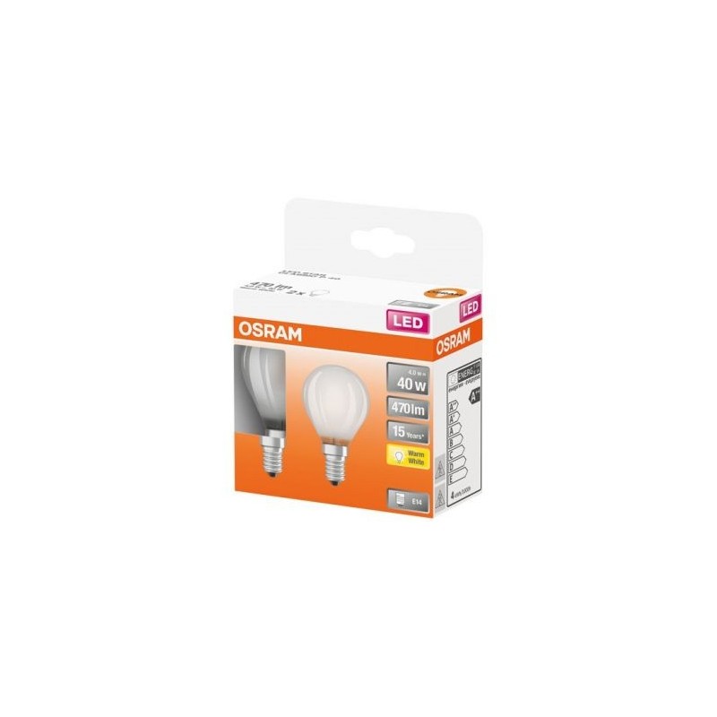 OSRAM Led sphér. verre dépolie 4w e14 470lm 2700K chd bte 2