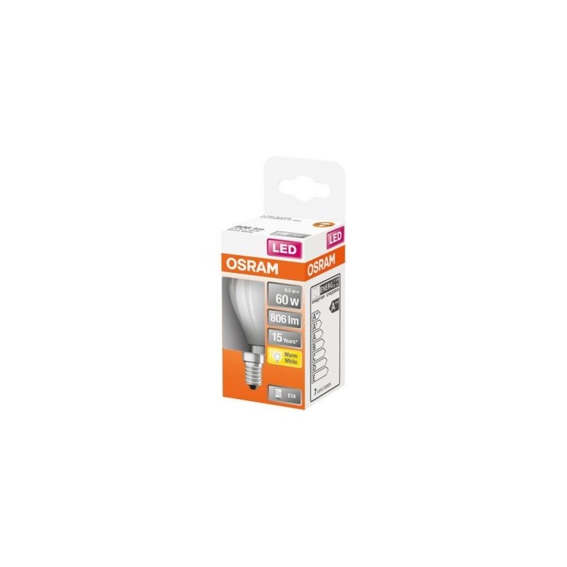OSRAM Led sphérique verre dépoli 6.5w e14 806lm 2700K chd bte 1