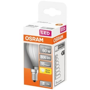 OSRAM Led sphérique verre dépoli 6.5w e14 806lm 2700K chd bte 1