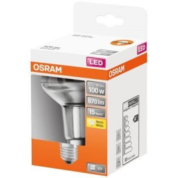OSRAM Spot r80 led verre clair 9.1w e27 670lm 2700K chaud bte 1