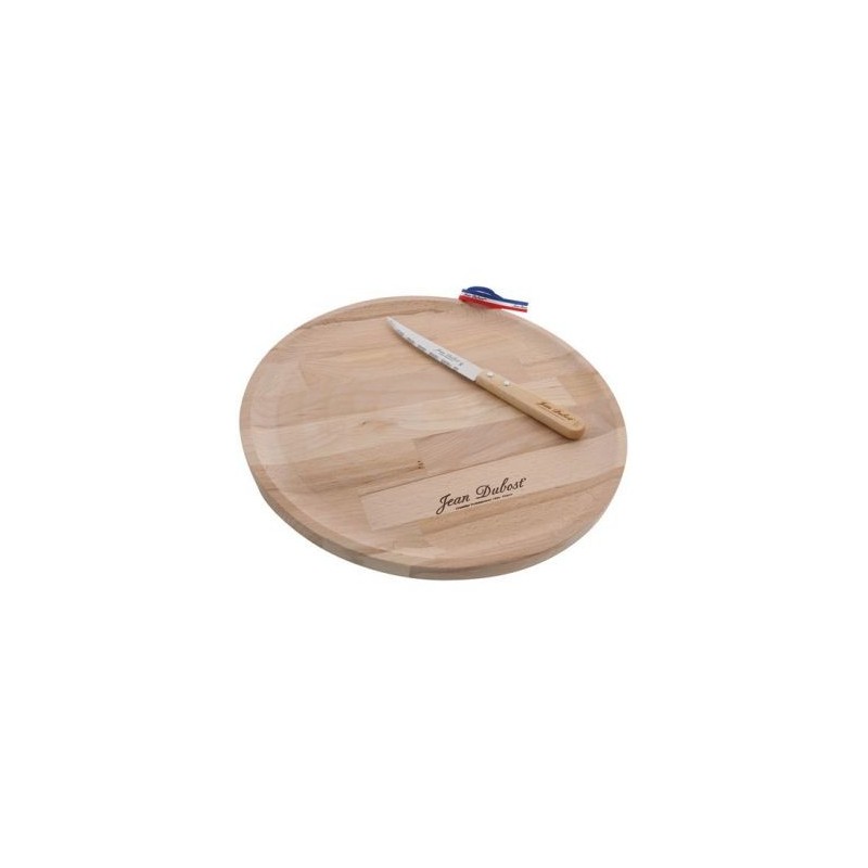 DUBOST COLAS PRADEL Plateau pizza bois 33CM + Couteau