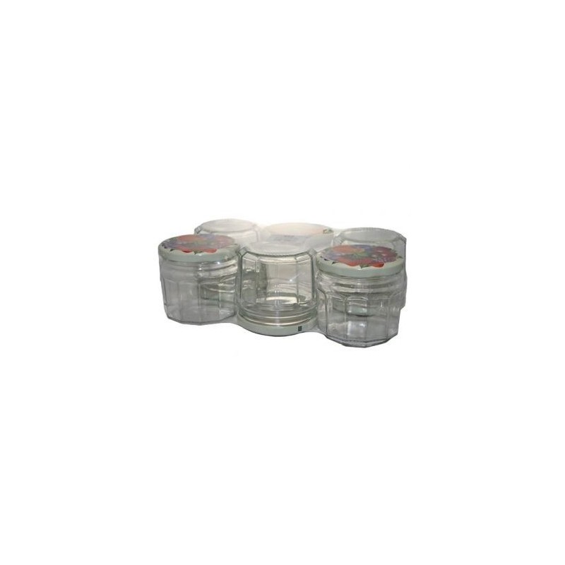 BOUCHONNERIE JOCONDIENNE Pack 6 confituriers 340ml couvercle décor fruits