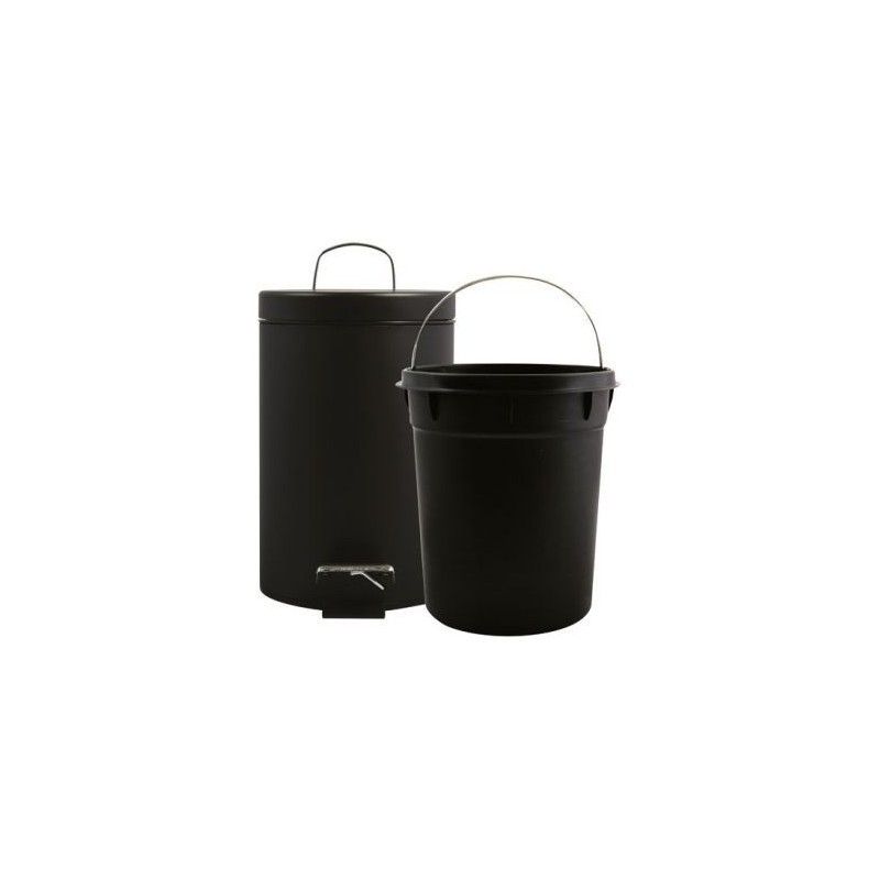 MSV Poubelle noire 3l pédale et seau amovible