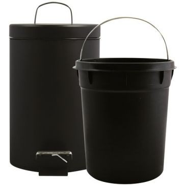 MSV Poubelle noire 3l pédale et seau amovible