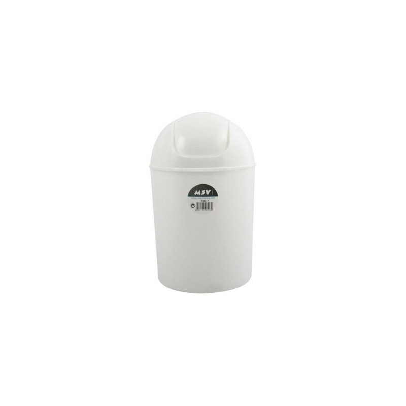 MSV Poubelle plastique ronde 7l sdb blanc