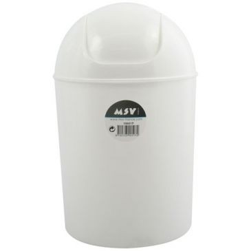 MSV Poubelle plastique ronde 7l sdb blanc