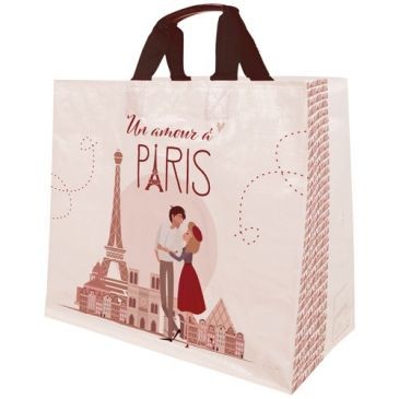 FranceBricoDeco Sac cabas tisse amour paris 33l 43x20x38cm