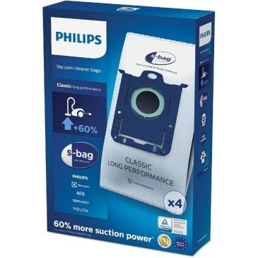 PHILIPS FRANCE - PEM Lot de 4 sacs S'bag standards pour aspirateur