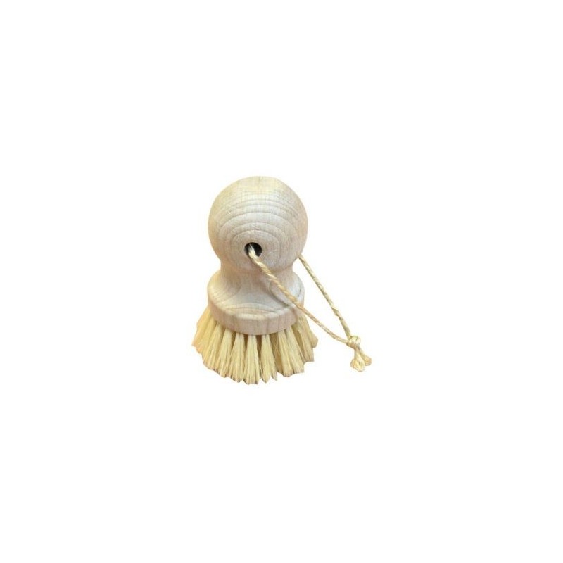 Domergue Brosse à légumes boule bois brut tampico + ficelle sisal