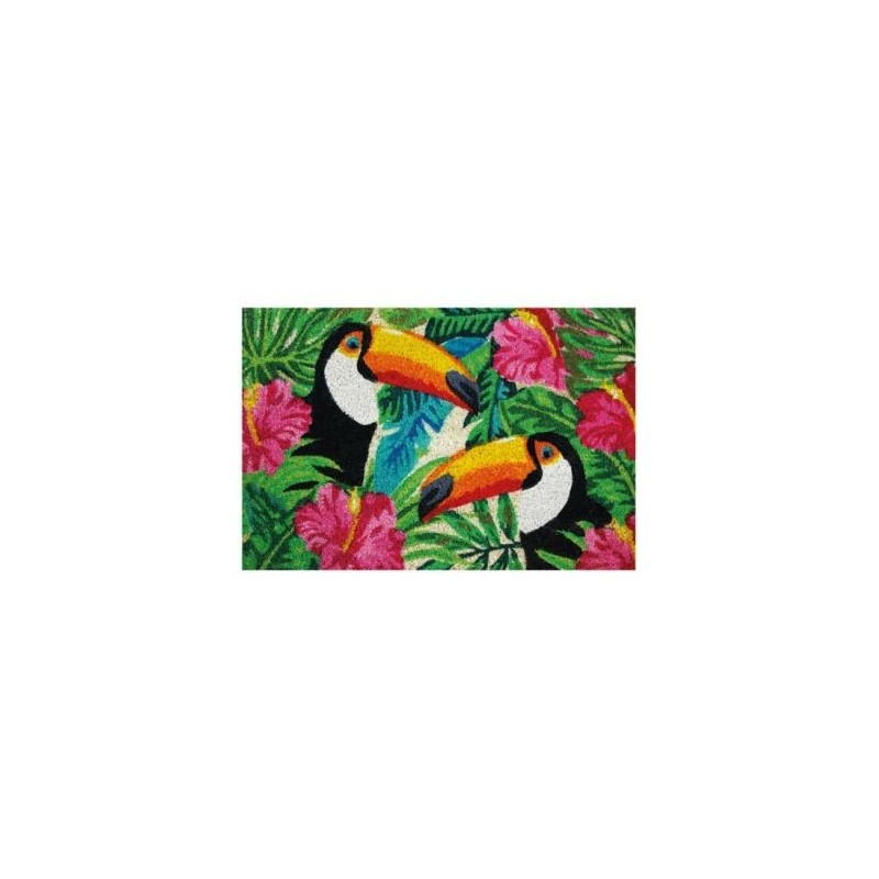 IDMAT Tapis coco blanchi toucans / pvc 40x60 cm