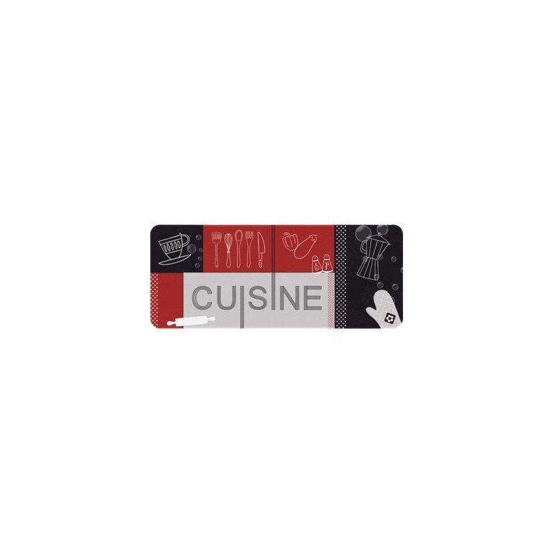IDMAT Tapis decor de cuisine cuisine rouge noir 50x120 cm