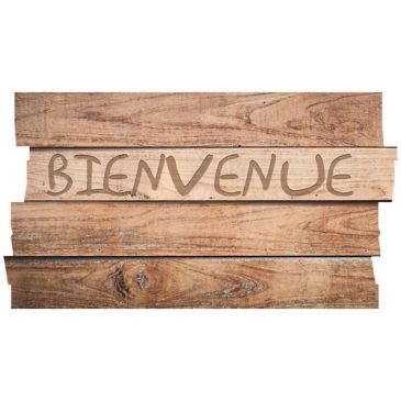 IDMAT Boston découpe planche bienvenue brun 40x70 cm