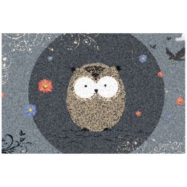 IDMAT Tapis dallas chouette fond gris 40x60cm int/ext abrité