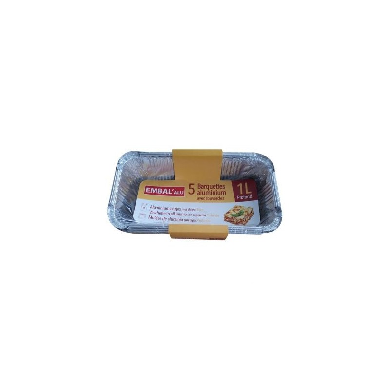 EMBAL'ALU Barquette alu profonde 1l x5