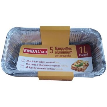 EMBAL'ALU Barquette alu profonde 1l x5