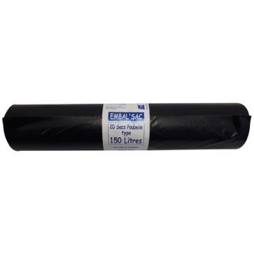 SCHWEITZER Sac poubelle 150l 65microns rouleau de 20